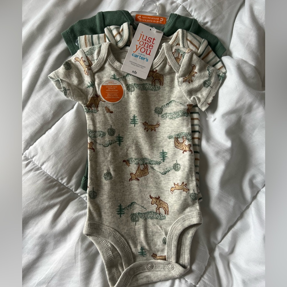 Gerber Woodland Short Sleeve Onesie (3 pack)
